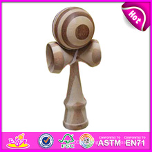 Nuevo juguete de madera Kendama del producto fijado en venta, juguetes superventas de Japón Kendama para los juegos, juguete de madera de Kendama con 18.5 * 6cm W01A020